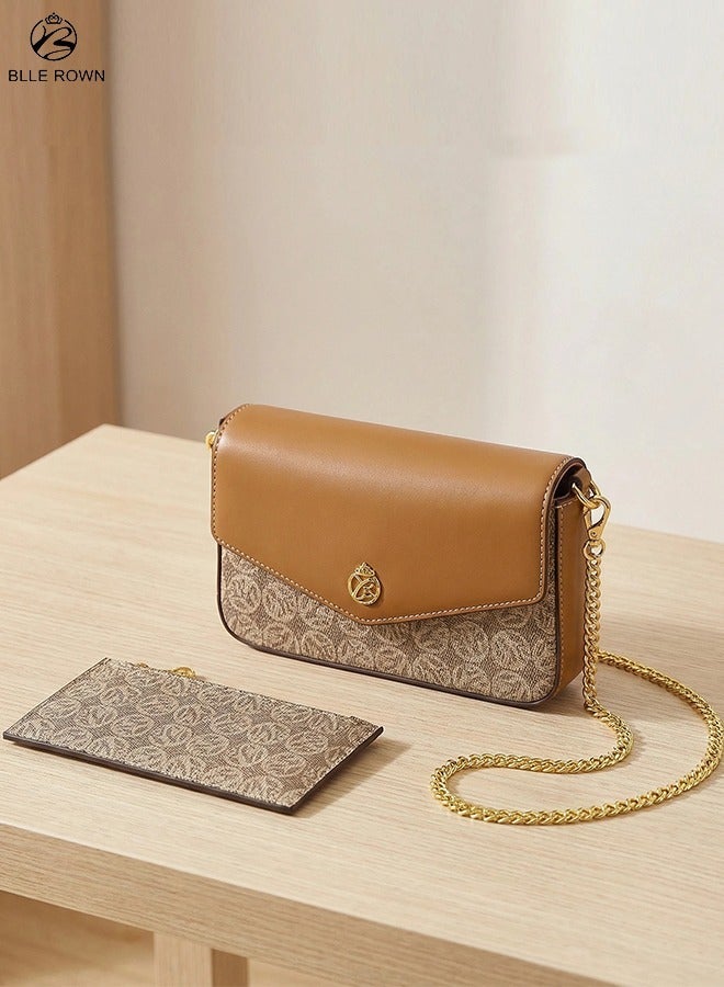 بليه روان طقم شنط نسائية 2 قطعة – شنطة كتف كروس مع محفظة صغيرة، جلد PU فاخر، سلسلة ذهبية قابلة للتعديل، مثالية للاستخدام اليومي والعمل والتنقل - Image 1